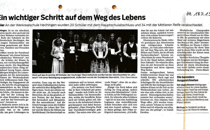 Ein wichtiger Schritt auf dem Weg des Lebens